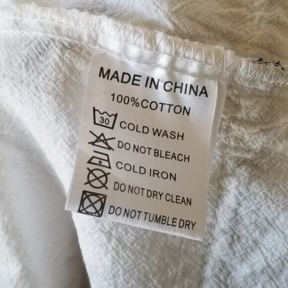 IVY CITY CO - Santorini Cotton Dress - White and Dark Blue - Tassels - Medium - Picture 6 of 10